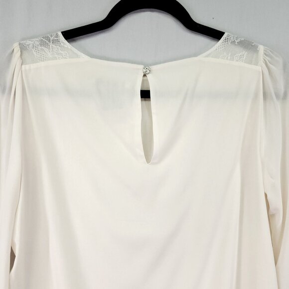 Alice And Olivia Silk Blouse Size Small Ivory With Lace Trim Long Sleeve Lux - Picture 14 of 16